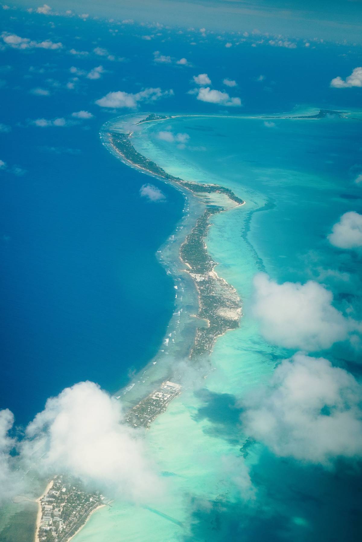 Kiribati island aerial photo. 